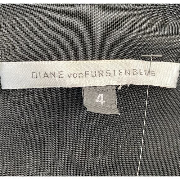 Vintage Diane Von Furstenberg Sz 4Stretch Black Ponte Blk Drape Empire Ptd Waist - Picture 8 of 14
